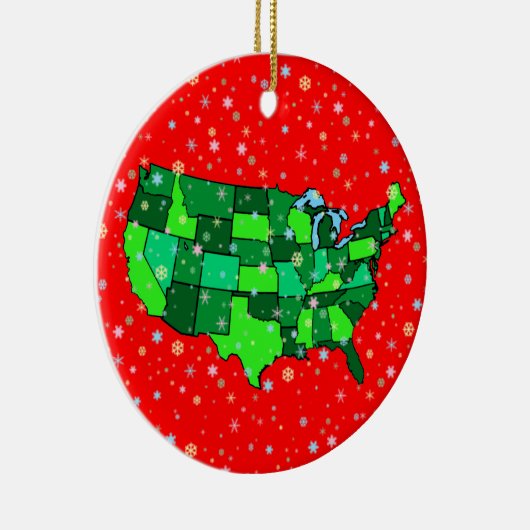 Cheerful Pastel Snowflakes and United States Map Keramisch Ornament (Rechts)