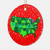 Cheerful Pastel Snowflakes and United States Map Keramisch Ornament (Links)