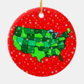 Cheerful Pastel Snowflakes and United States Map Keramisch Ornament (Achterkant)