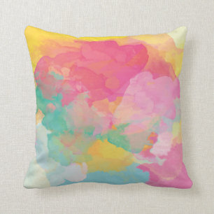 Cheerful Pastel Waterverf Abstract Sierkussen