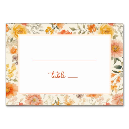 Cheerful Peach Floral Border Kaart (Voorkant)