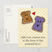 Cheerful Peanut Butter en Jelly Cartoon Friends Briefkaart (Voorkant / Achterkant)