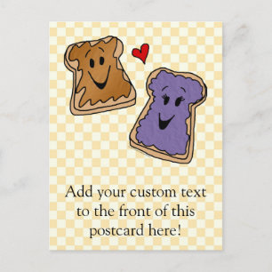 Cheerful Peanut Butter en Jelly Cartoon Friends Briefkaart