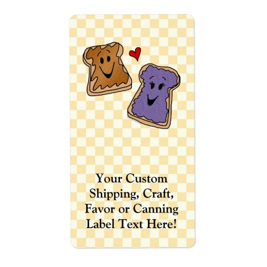 Cheerful Peanut Butter en Jelly Cartoon Friends Etiket (Voorkant)