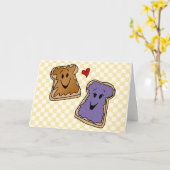 Cheerful Peanut Butter en Jelly Cartoon Friends Kaart (Gele Bloem)