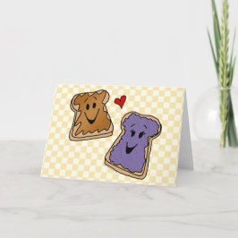 Cheerful Peanut Butter en Jelly Cartoon Friends Kaart