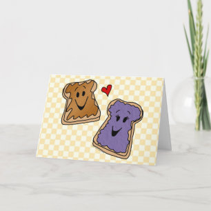 Cheerful Peanut Butter en Jelly Cartoon Friends Kaart