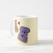 Cheerful Peanut Butter en Jelly Cartoon Friends Koffiemok (Voorkant links)