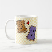 Cheerful Peanut Butter en Jelly Cartoon Friends Koffiemok (Links)