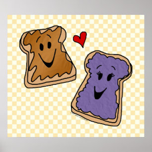 Cheerful Peanut Butter en Jelly Cartoon Friends Poster