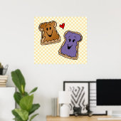 Cheerful Peanut Butter en Jelly Cartoon Friends Poster (Thuiskantoor)