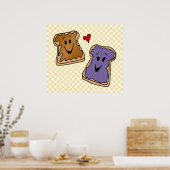 Cheerful Peanut Butter en Jelly Cartoon Friends Poster (Keuken)