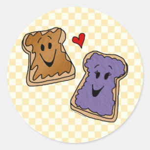 Cheerful Peanut Butter en Jelly Cartoon Friends Ronde Sticker