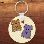 Cheerful Peanut Butter en Jelly Cartoon Friends Sleutelhanger (Voorkant)