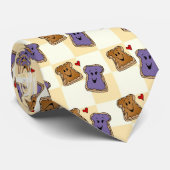 Cheerful Peanut Butter en Jelly Cartoon Friends Stropdas (Opgerold)