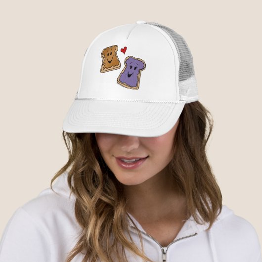 Cheerful Peanut Butter en Jelly Cartoon Friends Trucker Pet (In situ)