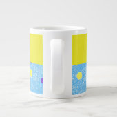 Cheerful Personalized Polka Dots on Blue Jumbo Grote Koffiekop (Achterkant)