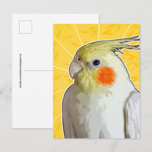 Cheerful Pet Cockatiel Bird Lemon Yellow Sunshine Briefkaart (Voorkant / Achterkant)