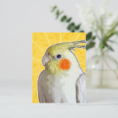 Cheerful Pet Cockatiel Bird Lemon Yellow Sunshine Briefkaart (Staand voorkant)