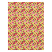 Cheerful Pink And Red Roses On A Sunny Yellow  Tafelkleed (Voorkant)