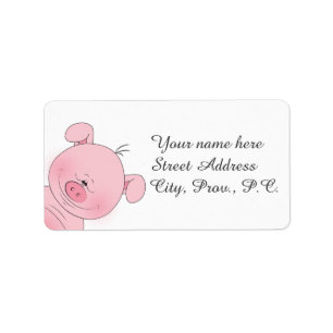 Cheerful Pink Cartoon Address Label