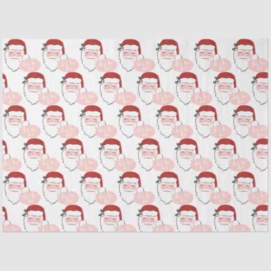 Cheerful Pink en Red Santa | ho ho ho Tissuepapier (Voorkant)