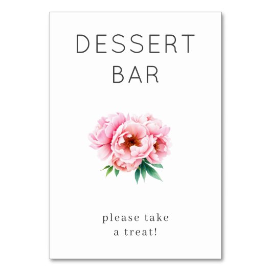 Cheerful Pink Floral Dessert Sign Kaart (Voorkant)