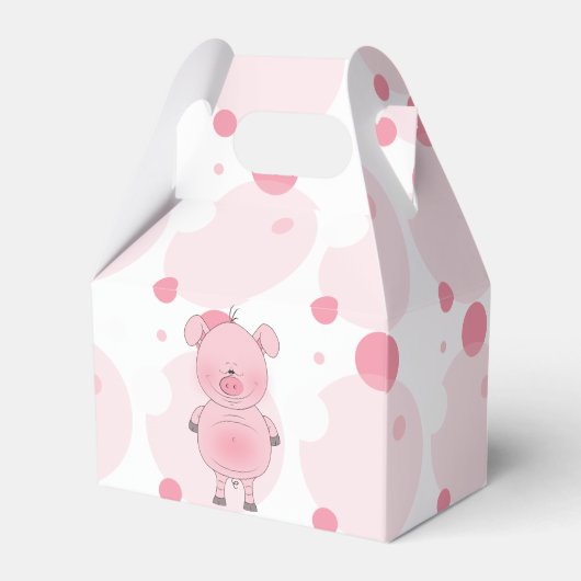 Cheerful Pink Pig Cartoon Bedankdoosjes (Achterkant)