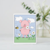 Cheerful Pink Pig Cartoon Briefkaart (Staand voorkant)