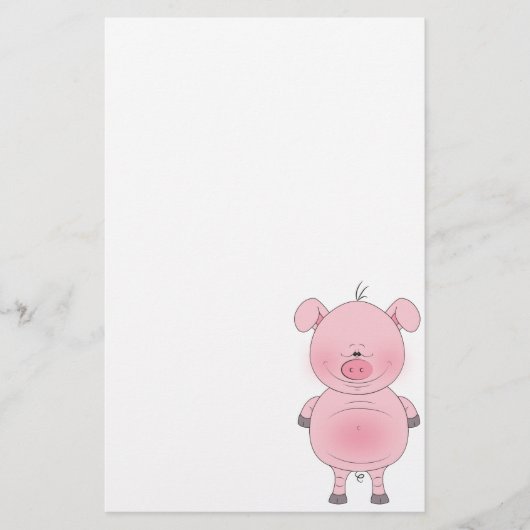 Cheerful Pink Pig Cartoon Briefpapier (Voorkant)