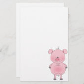 Cheerful Pink Pig Cartoon Briefpapier (Voorkant / Achterkant)
