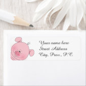 Cheerful Pink Pig Cartoon Etiket (Insitu)