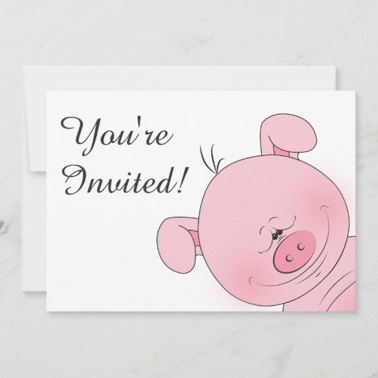 Cheerful Pink Pig Cartoon Kaart (Voorkant)