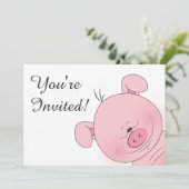 Cheerful Pink Pig Cartoon Kaart (Staand voorkant)