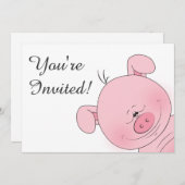 Cheerful Pink Pig Cartoon Kaart (Voorkant / Achterkant)