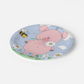 Cheerful Pink Pig Cartoon Papieren Bordje (Gekanteld)