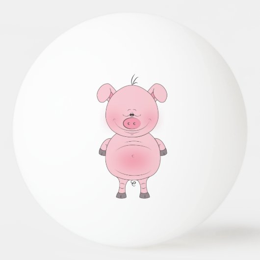 Cheerful Pink Pig Cartoon Pingpongbal (Achterkant)