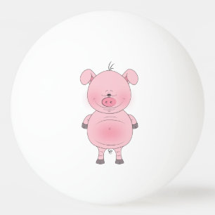 Cheerful Pink Pig Cartoon Pingpongbal