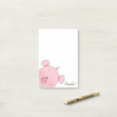 Cheerful Pink Pig Cartoon Post-it® Notes (Op bureau)