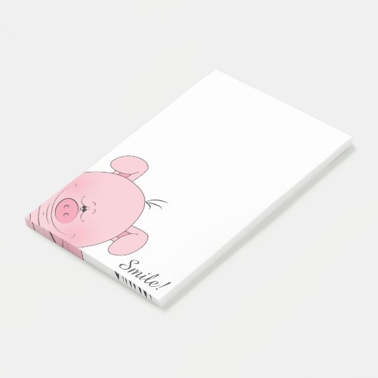 Cheerful Pink Pig Cartoon Post-it® Notes (Schuin)
