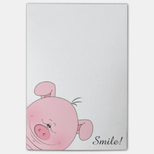 Cheerful Pink Pig Cartoon Post-it® Notes