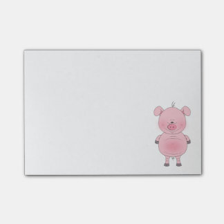 Cheerful Pink Pig Cartoon Post-it® Notes