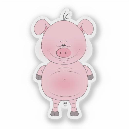 Cheerful Pink Pig Cartoon Sticker (Voorkant)