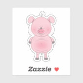 Cheerful Pink Pig Cartoon Sticker (Vel)