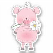 Cheerful Pink Pig Cartoon Sticker (Voorkant)