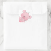 Cheerful Pink Pig Cartoon Vierkante Sticker (Tas)