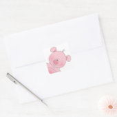 Cheerful Pink Pig Cartoon Vierkante Sticker (Envelop)