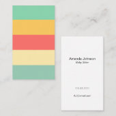 Cheerful Pink Yellow Green Blue Stripes Visitekaartje (Voorkant / Achterkant)