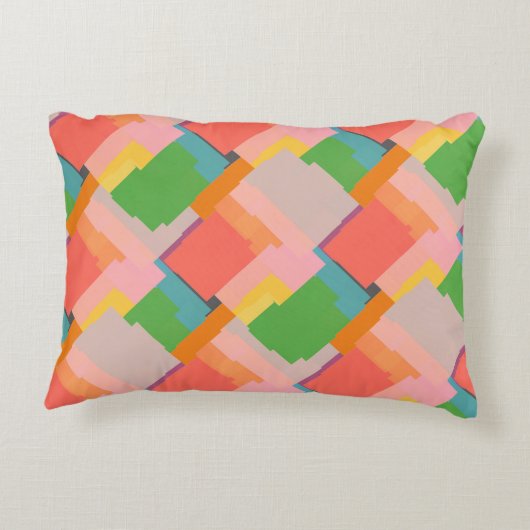 Cheerful Pink Yellow Green Sinaasappel Salmon Cora Accent Kussen (Achterkant)