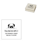 Cheerful Pug Dog Family Address Rubberstempel (Gestempeld)